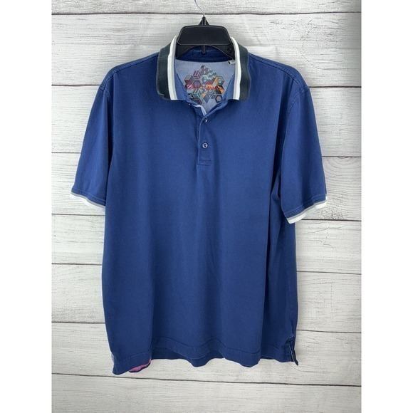 Robert Graham Blue‎ Golf Polo Shirt 100% Geometric Print Size X-Large - Picture 1 of 11